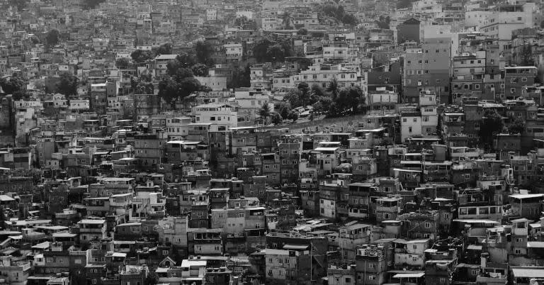 A poor city scene.