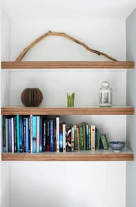 Floating Shelves with Books and Plants